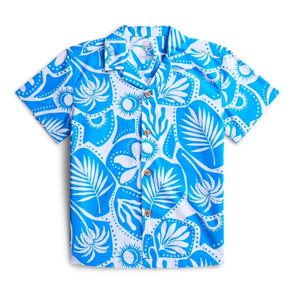 Boys Wonder Nation Cabana sun button down shirt size XXL 18 blue